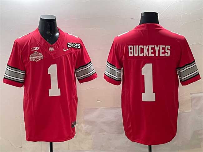 Mens Ohio State Buckeyes #1 Buckeyes Red 2025 CFP Final With National Champions Patch F.U.S.E. Vapor Limited Stitched Football Jersey->ohio state buckeyes->NCAA Jersey